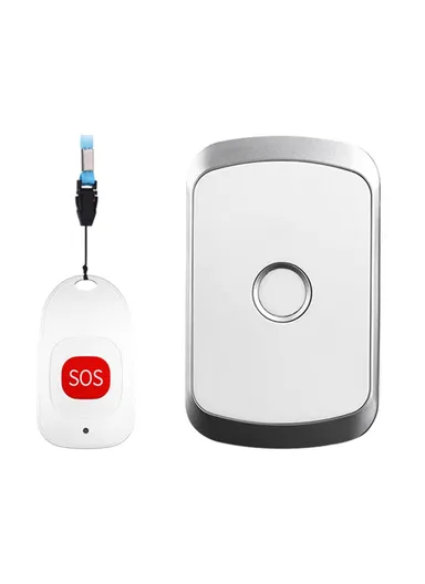 Smart Home Wireless Pager Doorbell Old Man Emergency Alarm 80m Remote Waterproof Wireless Chime Bell EU Plug C20 - Silver