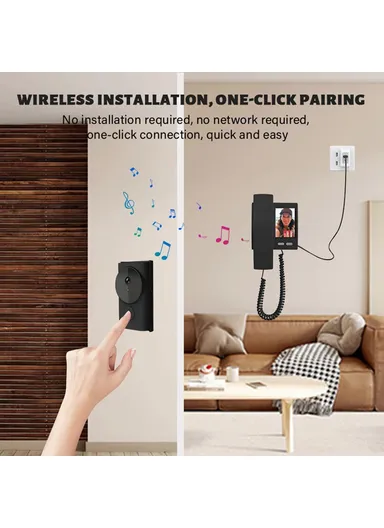 IP44 Waterproof 2.4G Transmission 3.5 Inch IPS Screen Two Way Audio Night Vision HD Video Doorbell Kit Y9-KP1 - Black