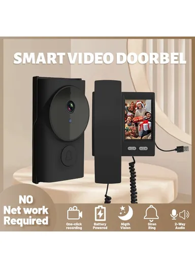 IP44 Waterproof 2.4G Transmission 3.5 Inch IPS Screen Two Way Audio Night Vision HD Video Doorbell Kit Y9-KP1 - Black
