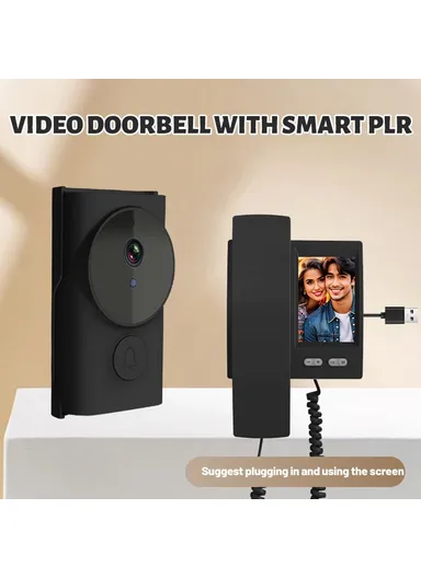 IP44 Waterproof 2.4G Transmission 3.5 Inch IPS Screen Two Way Audio Night Vision HD Video Doorbell Kit Y9-KP1 - Black