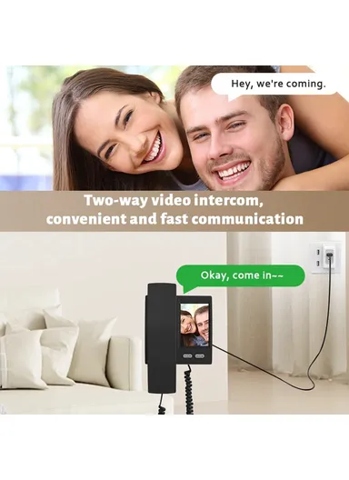 IP44 Waterproof 2.4G Transmission 3.5 Inch IPS Screen Two Way Audio Night Vision HD Video Doorbell Kit Y9-KP1 - Black