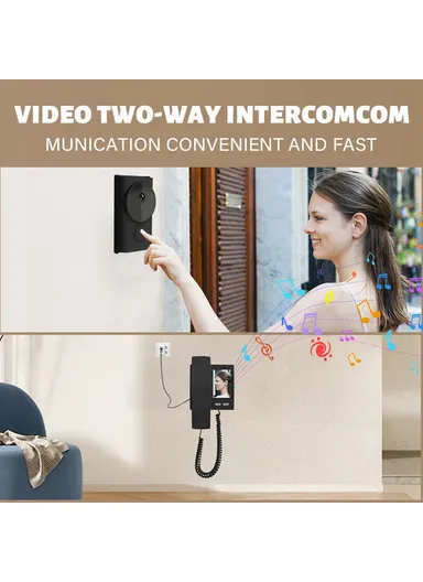 IP44 Waterproof 2.4G Transmission 3.5 Inch IPS Screen Two Way Audio Night Vision HD Video Doorbell Kit Y9-KP1 - Black