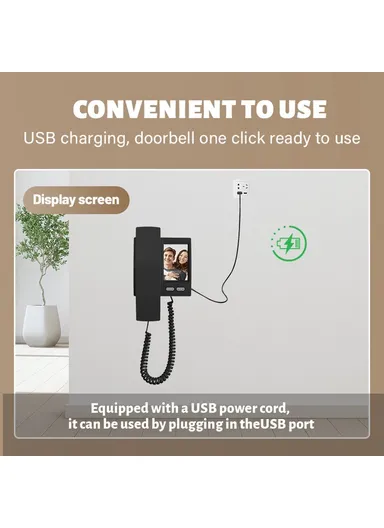 IP44 Waterproof 2.4G Transmission 3.5 Inch IPS Screen Two Way Audio Night Vision HD Video Doorbell Kit Y9-KP1 - Black