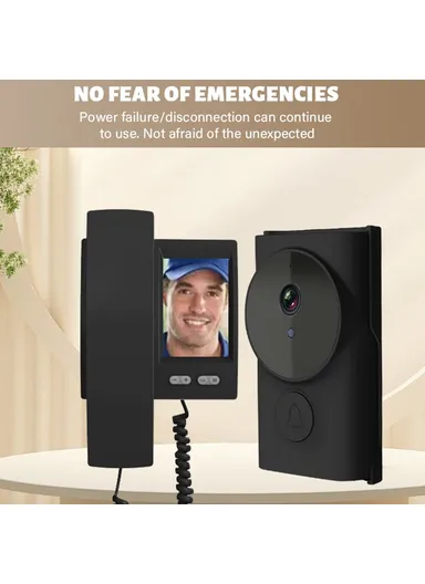 IP44 Waterproof 2.4G Transmission 3.5 Inch IPS Screen Two Way Audio Night Vision HD Video Doorbell Kit Y9-KP1 - Black