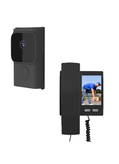 2.4G Transmission 3.5 Inch IPS Screen Two-Way Audio Night Vision HD Video Doorbell Kit for Home Security Y8-KP1 - Black