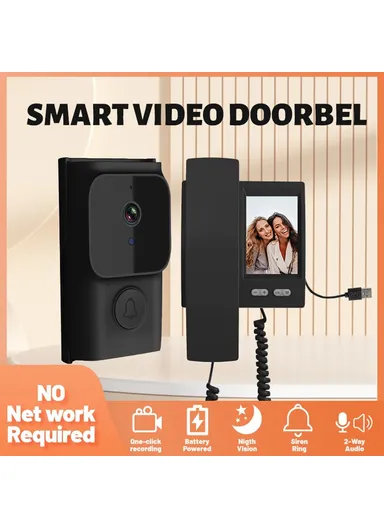 2.4G Transmission 3.5 Inch IPS Screen Two-Way Audio Night Vision HD Video Doorbell Kit for Home Security Y8-KP1 - Black