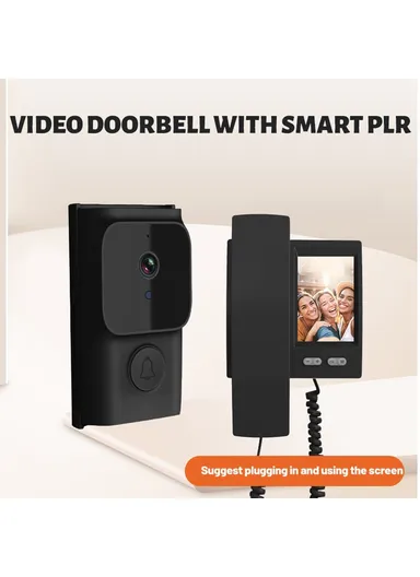 2.4G Transmission 3.5 Inch IPS Screen Two-Way Audio Night Vision HD Video Doorbell Kit for Home Security Y8-KP1 - Black