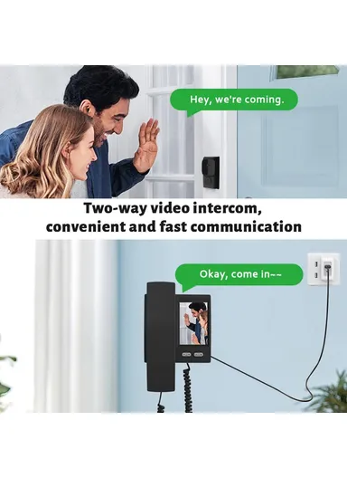 2.4G Transmission 3.5 Inch IPS Screen Two-Way Audio Night Vision HD Video Doorbell Kit for Home Security Y8-KP1 - Black