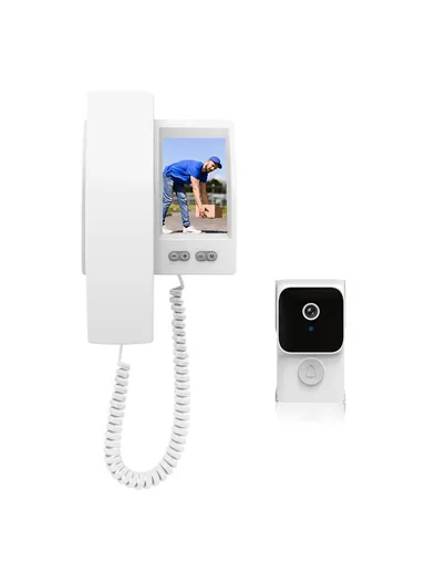 Y8-KP1 2.4G Transmission 3.5 Inch IPS Screen Two Way Audio Night Vision HD Video Doorbell Kit for Home Security - White