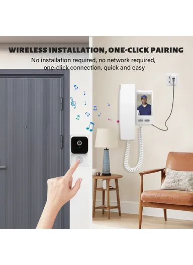 Y8-KP1 2.4G Transmission 3.5 Inch IPS Screen Two Way Audio Night Vision HD Video Doorbell Kit for Home Security - White
