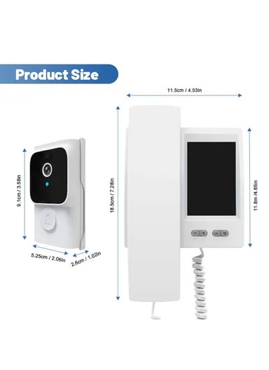 Y8-KP1 2.4G Transmission 3.5 Inch IPS Screen Two Way Audio Night Vision HD Video Doorbell Kit for Home Security - White