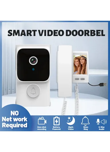 Y8-KP1 2.4G Transmission 3.5 Inch IPS Screen Two Way Audio Night Vision HD Video Doorbell Kit for Home Security - White