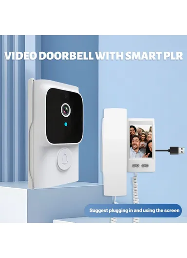 Y8-KP1 2.4G Transmission 3.5 Inch IPS Screen Two Way Audio Night Vision HD Video Doorbell Kit for Home Security - White