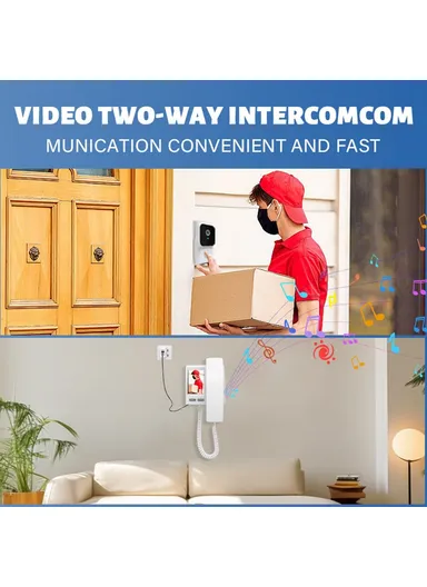 Y8-KP1 2.4G Transmission 3.5 Inch IPS Screen Two Way Audio Night Vision HD Video Doorbell Kit for Home Security - White