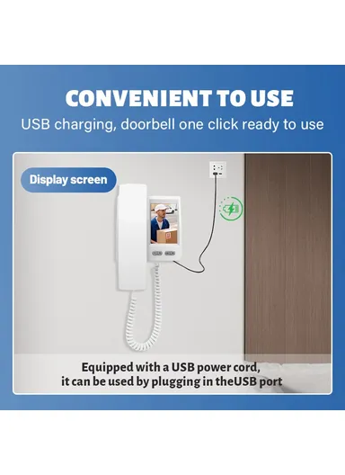 Y8-KP1 2.4G Transmission 3.5 Inch IPS Screen Two Way Audio Night Vision HD Video Doorbell Kit for Home Security - White