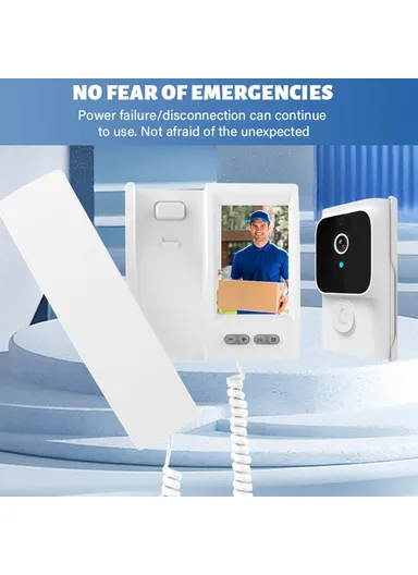 Y8-KP1 2.4G Transmission 3.5 Inch IPS Screen Two Way Audio Night Vision HD Video Doorbell Kit for Home Security - White