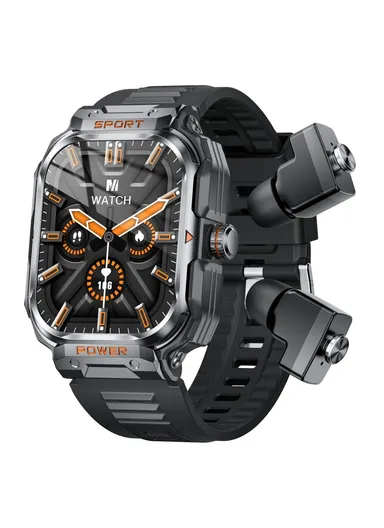 2-in-1 Bluetooth-compatible TWS Earphone Smart Watch Health Monitoring Bluetooth-compatible Calling Sports Watch GT55 - Black