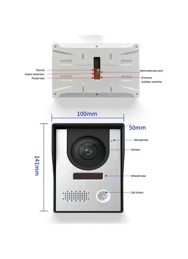 N1 7 Inches Doorbell Camera Video Intercom System for Villa Home Office Apartment - EU Plug