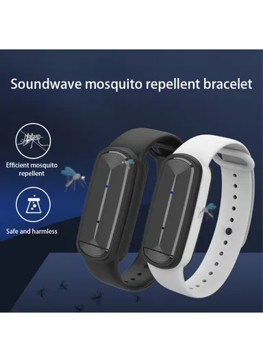 Electronic Ultrasonic Mosquito Repellent Bracelet Outdoor Anti-Mosquito Pest Control Wristband M90  - White