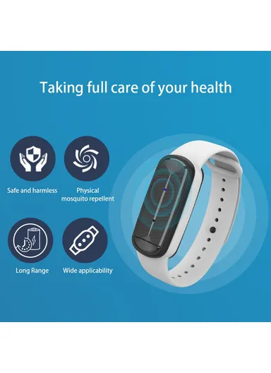 Electronic Ultrasonic Mosquito Repellent Bracelet Outdoor Anti-Mosquito Pest Control Wristband M90  - Black