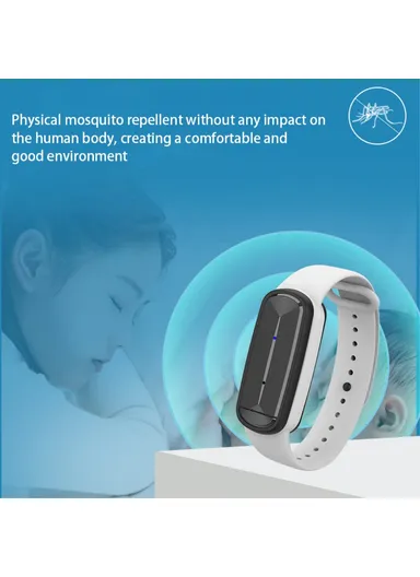 Electronic Ultrasonic Mosquito Repellent Bracelet Outdoor Anti-Mosquito Pest Control Wristband M90  - Black