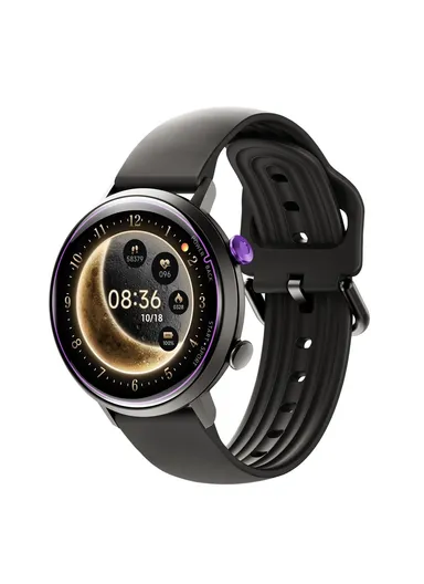 W2 Smart Watch for Women 1.32 Inch AMOLED Screen Health Tracking 5 ATM Waterproof Fitness Tracker - Black