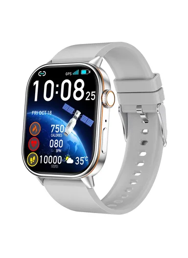 QX17 GPS Smartwatch Heart Rate Blood Oxygen Sleep Monitor Waterproof Calling Sports Watch - Silver