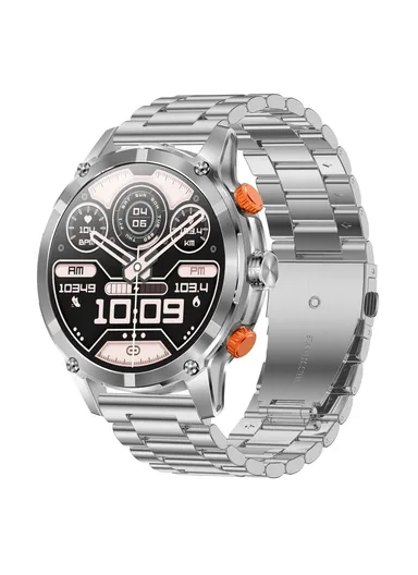 Steel Strap Men Smart Watch Heart Rate Monitor Waterproof Bluetooth-compatible Call Outdoor Sports Bracelet CF55 - Silver