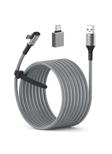 5m Link Cable for Oculus Quest  /  Quest 2  /  Pico Neo2  /  Neo3 VR Headset 5Gbps High-Speed Data Transfer Fast Charger Cord - Grey