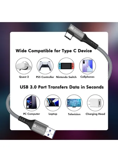 5m VR Headset Data Cable Elbow Type-C High-Speed USB3.2 Braided Charging Cord TYLC2 