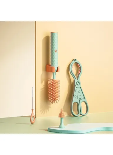 4-in-1 Electric Baby Bottle Brush Set Nipple Brush Straw Cleaner Brush Cleaning Set (BPA-Free, No FDA Certificate) - Orange