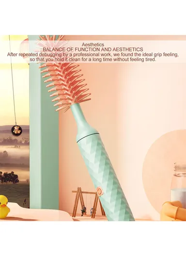 4-in-1 Electric Baby Bottle Brush Set Nipple Brush Straw Cleaner Brush Cleaning Set (BPA-Free, No FDA Certificate) - Orange