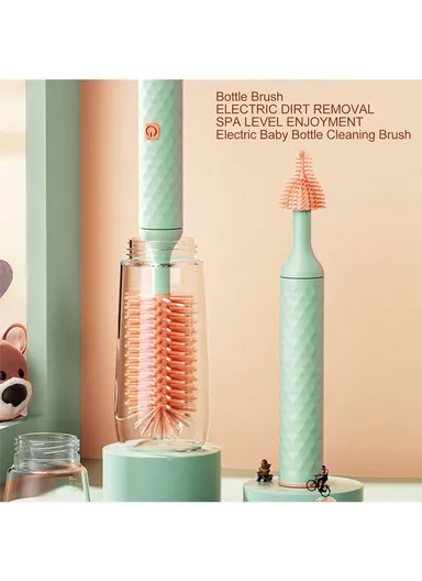4-in-1 Electric Baby Bottle Brush Set Nipple Brush Straw Cleaner Brush Cleaning Set (BPA-Free, No FDA Certificate) - Pink