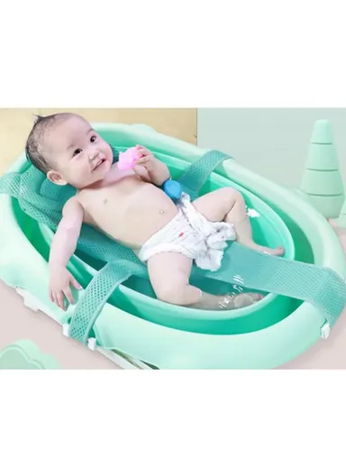 Newborn Baby Bath Seat Support Net Bathtub Sling Shower Mesh Bathing Cradle - Green