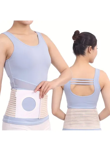 Postoperative Ostomy Belt Elastic Ostomy Hernia Support Band with Stoma Opening - Skin Color / S