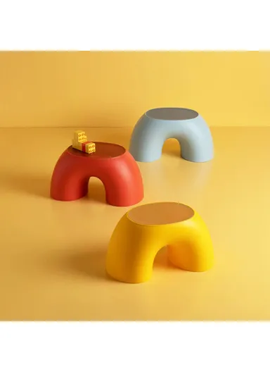 Children's Stool Simple Small Home Round Smooth Comfortable Non-slip Durable Shoe Changing Stool Chair - Yellow