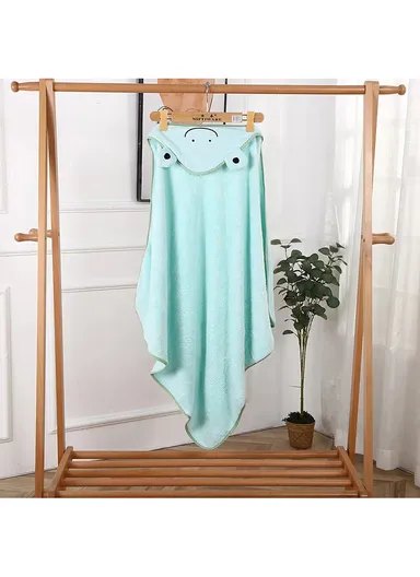 90x90cm Newborn Baby Bath Towel Soft Absorbent Cartoon Hooded Bathrobe Blanket Infant Towel - Blue