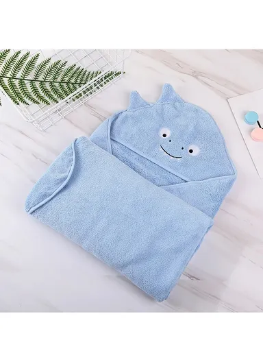 90x90cm Newborn Baby Bath Towel Soft Absorbent Cartoon Hooded Bathrobe Blanket Infant Towel - Green