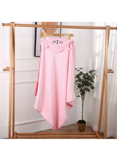 90x90cm Newborn Baby Bath Towel Soft Absorbent Cartoon Hooded Bathrobe Blanket Infant Towel - Green