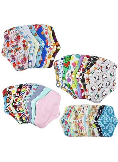 Patterned Reusable Sanitary Towel Bamboo Charcoal Fiber Menstrual Soft Pad