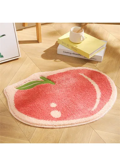 48 x 60cm Irregular Fruit Design Water Absorbent Bath Rug Machine Washable Non Slip Entrance Mat - Peach