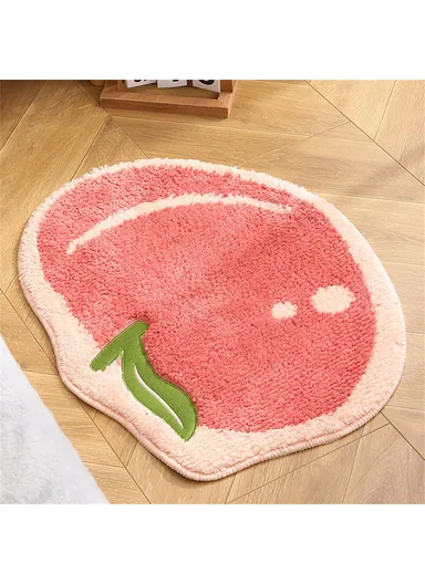 48 x 60cm Irregular Fruit Design Water Absorbent Bath Rug Machine Washable Non Slip Entrance Mat - Peach