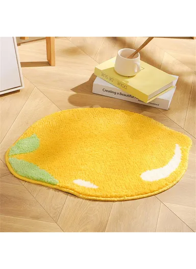 48 x 60cm Irregular Fruit Design Water Absorbent Bath Rug Machine Washable Non Slip Entrance Mat - Lemon