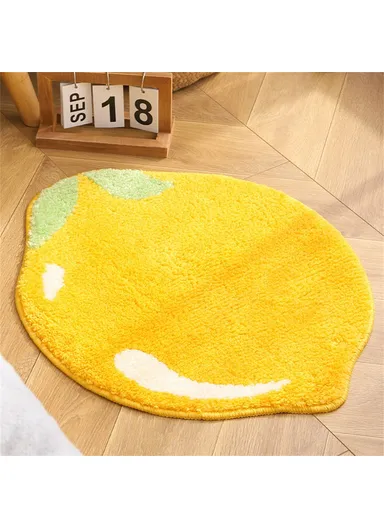 48 x 60cm Irregular Fruit Design Water Absorbent Bath Rug Machine Washable Non Slip Entrance Mat - Lemon