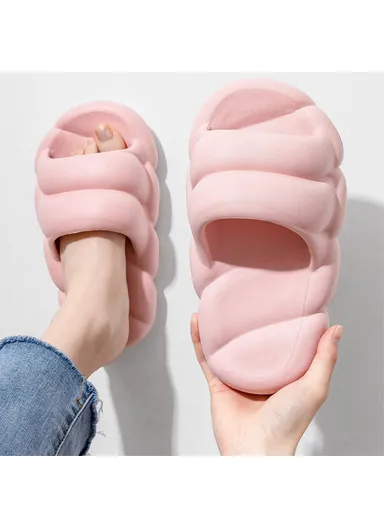 1 Pair EVA Slippers Non-Slip Quick Drying Shower Slides Bathroom Sandals - Grey / 44-45