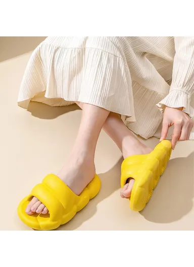 1 Pair EVA Slippers Non-Slip Quick Drying Shower Slides Bathroom Sandals - Grey / 44-45