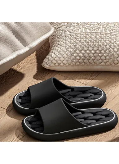 1 Pair Non-Slip Bathroom Slippers Drying Hole EVA Shower Shoes - Green / 40-41