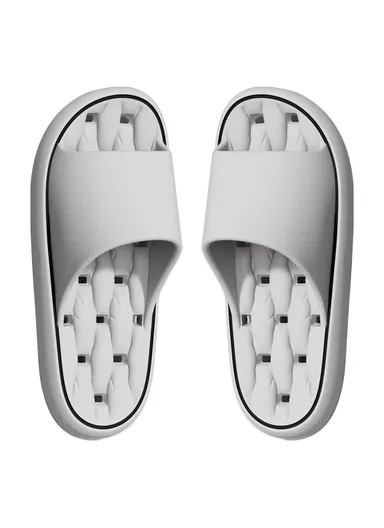 1 Pair Non-Slip Bathroom Slippers Drying Hole EVA Shower Shoes - Grey / 44-45