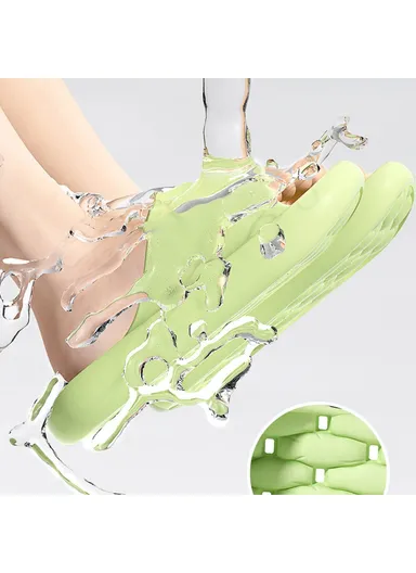 1 Pair Non-Slip Bathroom Slippers Drying Hole EVA Shower Shoes - Grey / 44-45