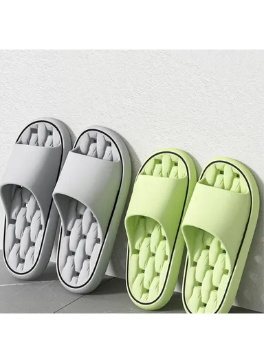 1 Pair Non-Slip Bathroom Slippers Drying Hole EVA Shower Shoes - Grey / 44-45